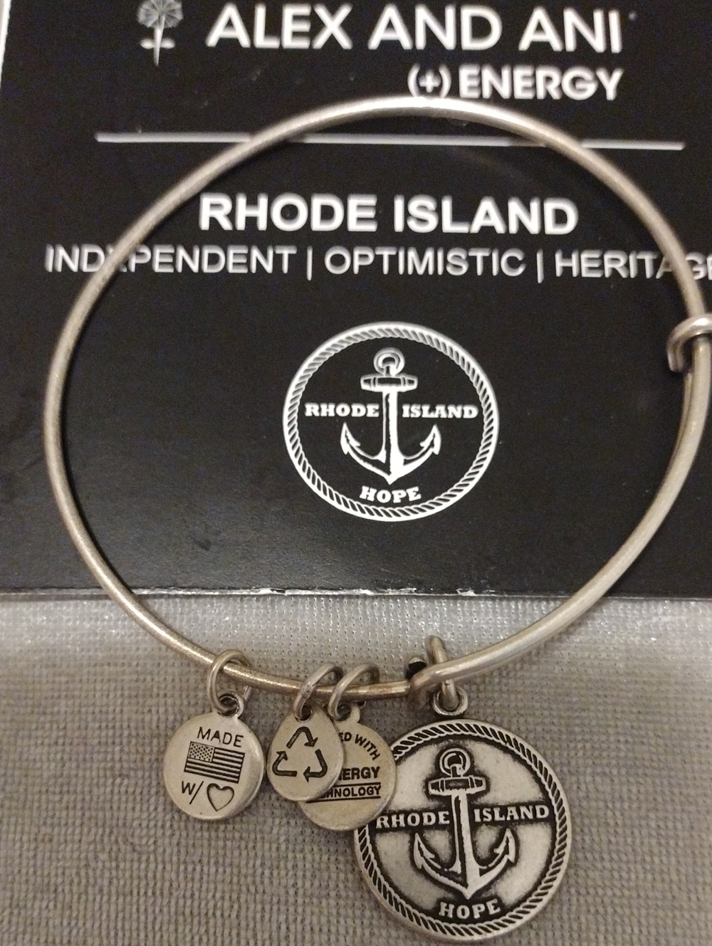 Alex and Ani Silver Anchor Charm Bangle Bracelet